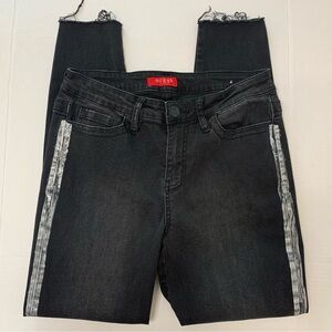 GUESS Black Jeans with Silver Stripes Size 29